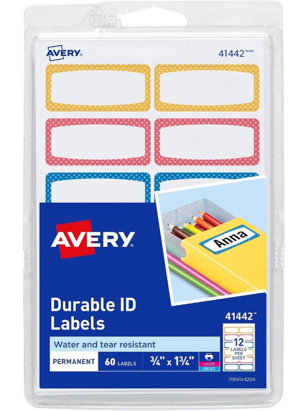 Durable Labels for Kids' Gear, 3/4" x 1-3/4", Assorted Border Colors, Water-Resi